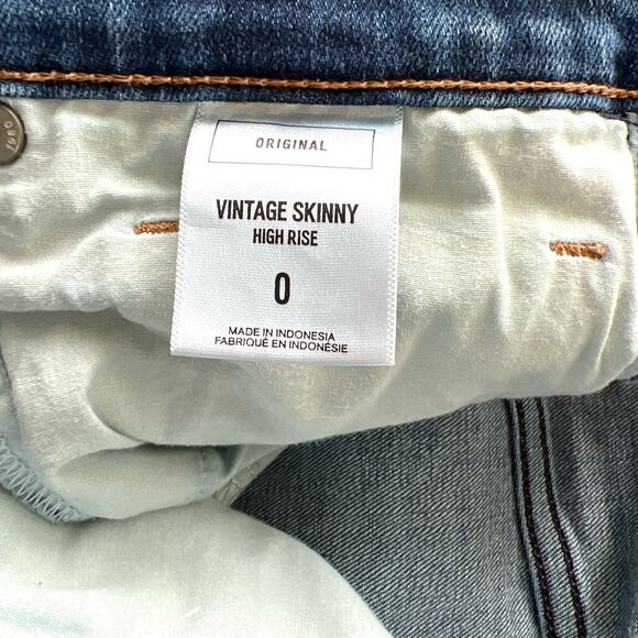 Express Original Vintage Skinny High Rise Distressed Frayed Women's Size 0 - Picture 7 of 8